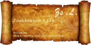 Zsatkovics Lili névjegykártya